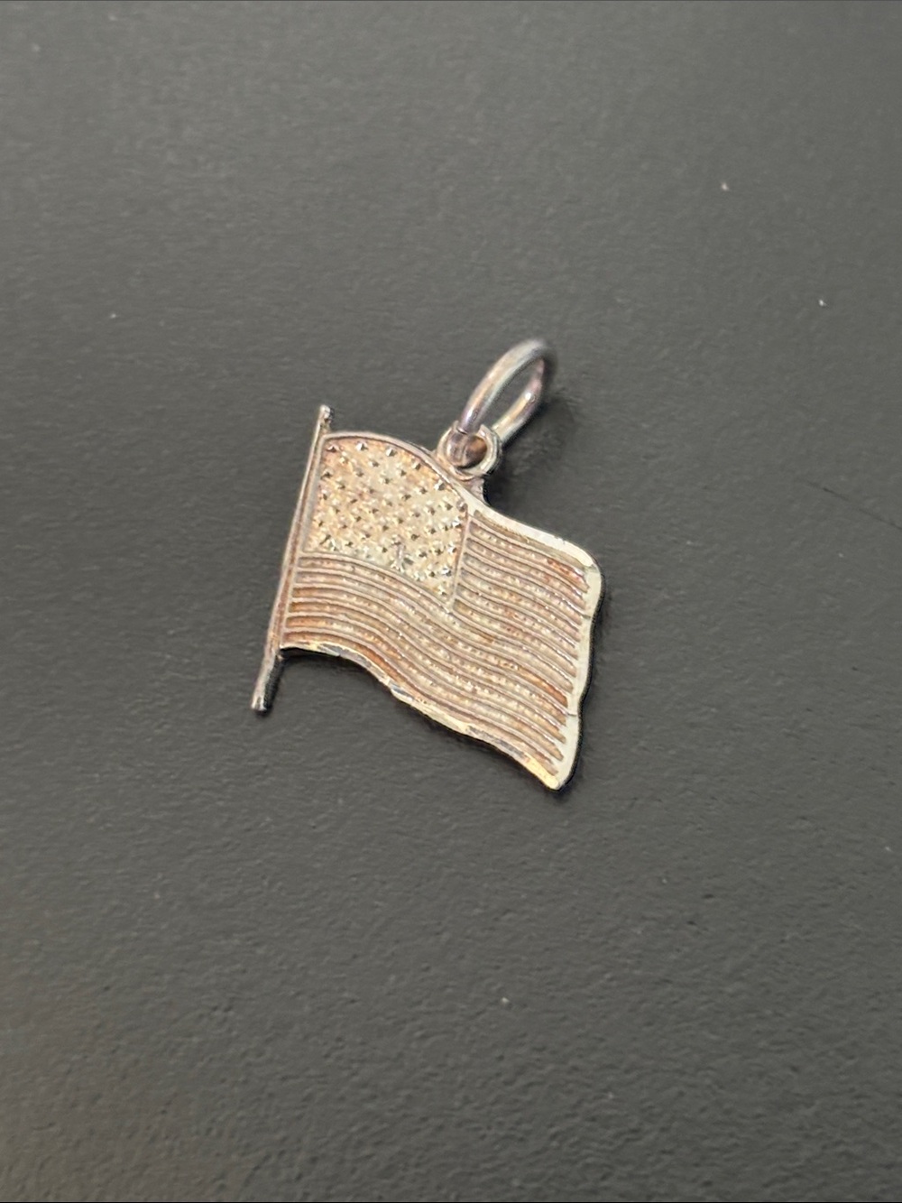 Sterling Silver American Flag Charm Pendant real solid silver Fine Jewelry USA